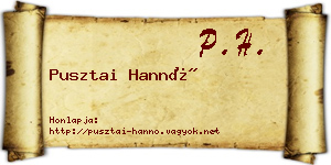 Pusztai Hannó névjegykártya